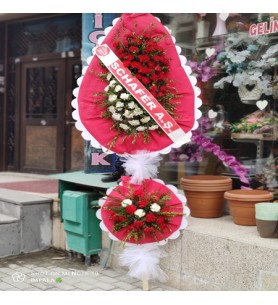 Çiftli Çelenk Canlı Gerbera